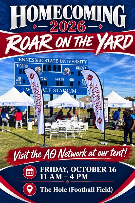 Homecoming 2026 Roar on the Yard — Friday, October 16, 11 AM – 4 PM at The Hole (Football Field). Visit the ΑΘ Network at our tent!