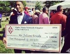 Alpha Theta Network Chapter scholarship presentation to Mr. Julian Bonds